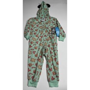 Disney Mickey Bars Mouse Holiday Gingerbread Hooded Romper Pajamas Kids Size 2